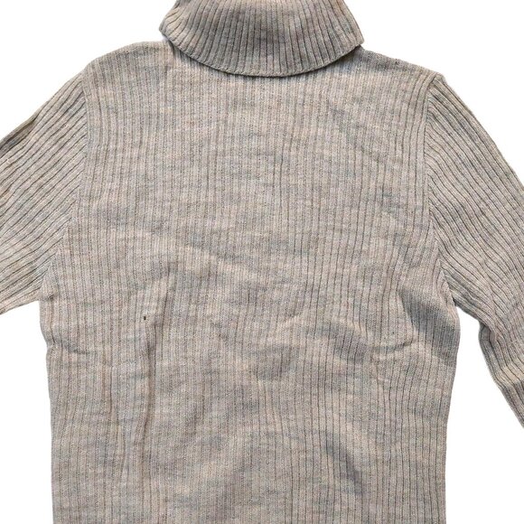 Vintage 1940s-1950s Olive/Pea Green Ribbed Long Sleeve Turtleneck Sweater - Picture 4 of 8